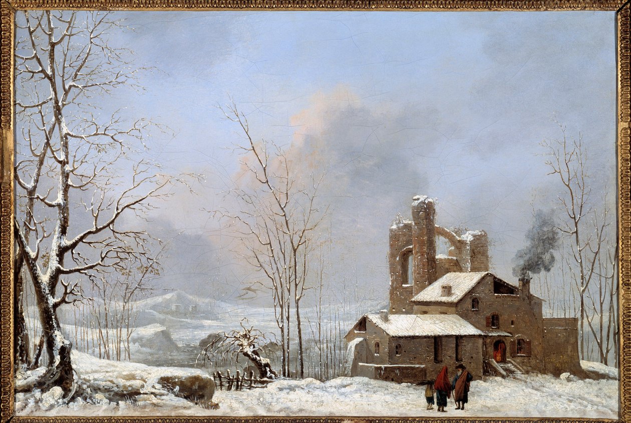 Vinterlandskapsmålning av Cesar Van Loo (1743-1821) Quimper från 1700-talet, Museum of Fine Arts av Jules Cesar Denis van Loo