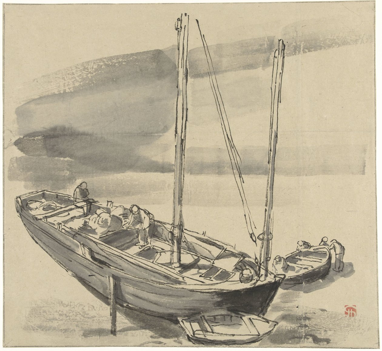 Båtar på Grancamp (Calvados) av Jules Chadel