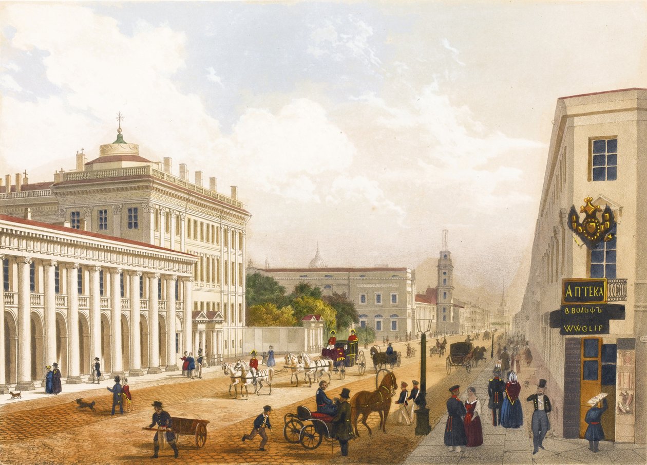 Utsikt över Nevsky Prospekt i Sankt Petersburg av Jules Charlemagne