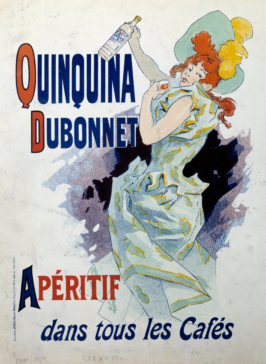 Reklamaffisch av Jules Cheret (1836-1932) för aperitif Quinquina Dubonnet. 1895 Paris, Dekorativ konst av Jules Cheret
