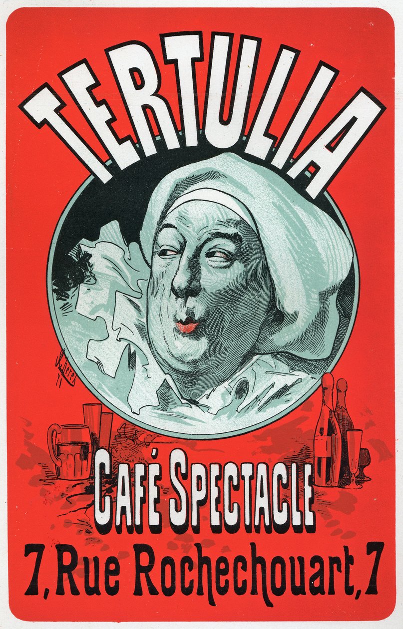 Konst. Underhållning. Tertulia, show på Cafe Spectacle, Paris. Affisch av Jules Cheret, ca 1870 (affisch) av Jules Cheret