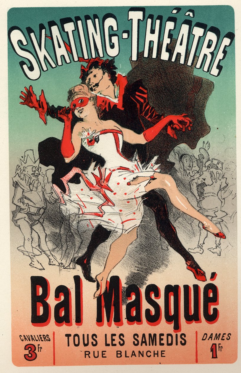 Underhållning. Teater. Maskeradbal på Skating Theatre, Paris. Affisch av Jules Cheret, Frankrike, ca 1875 (affisch) av Jules Cheret