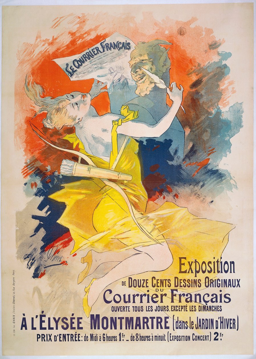 Utställning Le Courrier Francais, ca 1895 (affisch) av Jules Cheret