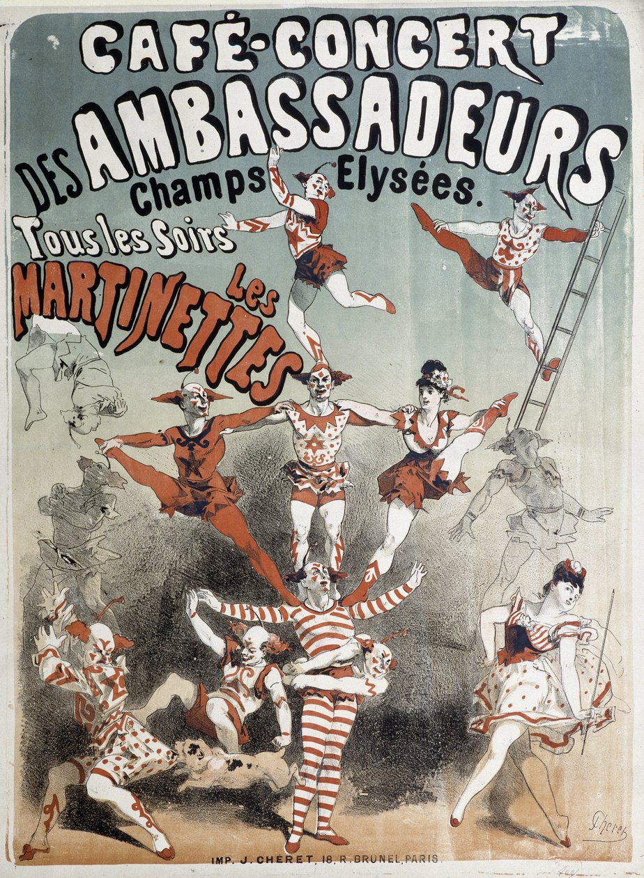 The Martinettes at the Cafe-Concert des Ambassadeurs - Affisch av Jules Cheret, sent 1800-tal av Jules Cheret