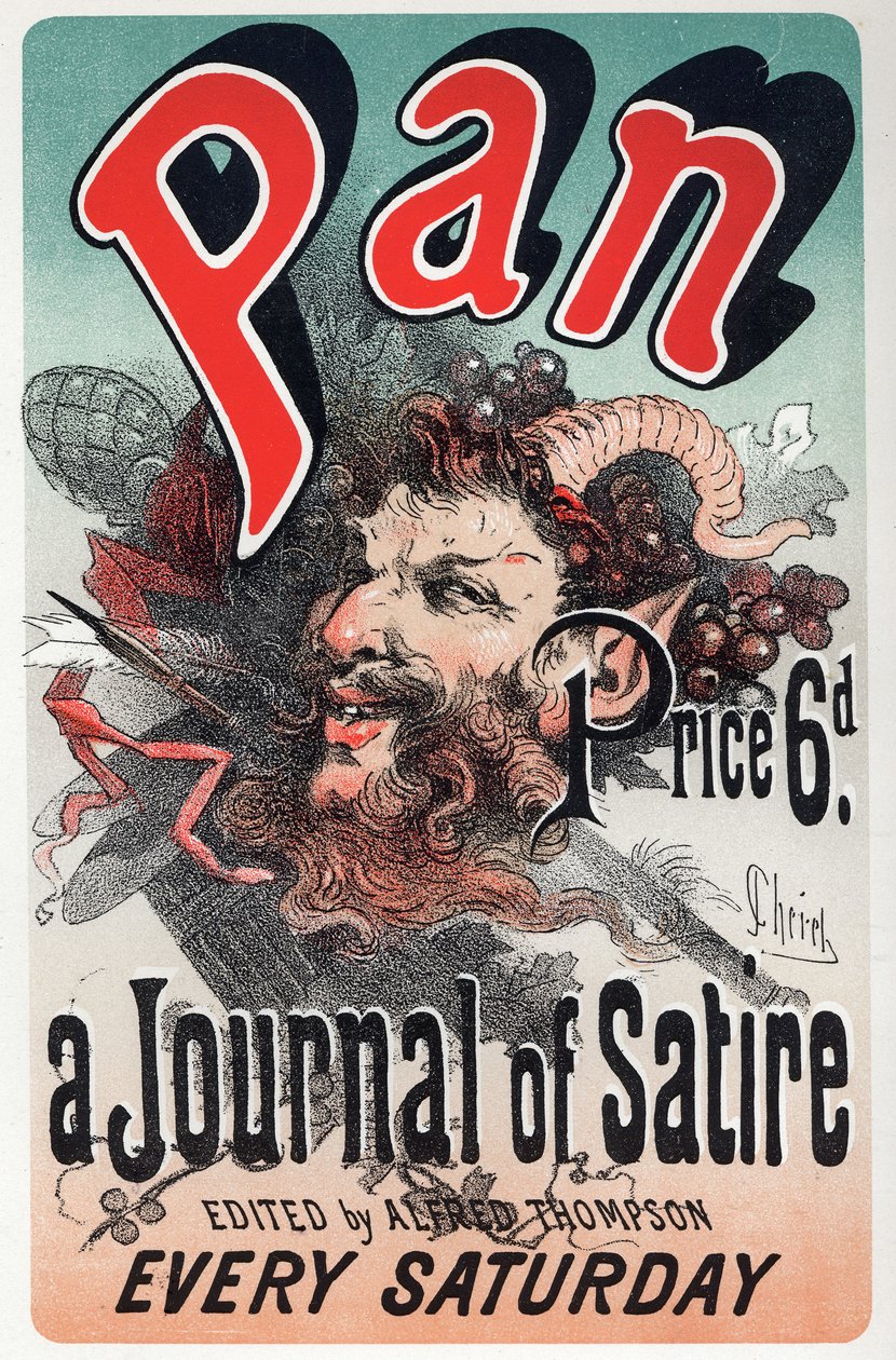 Litteratur. Pan, satirisk tidning. Affisch av Jules Cheret, England, ca 1880 (affisch) av Jules Cheret