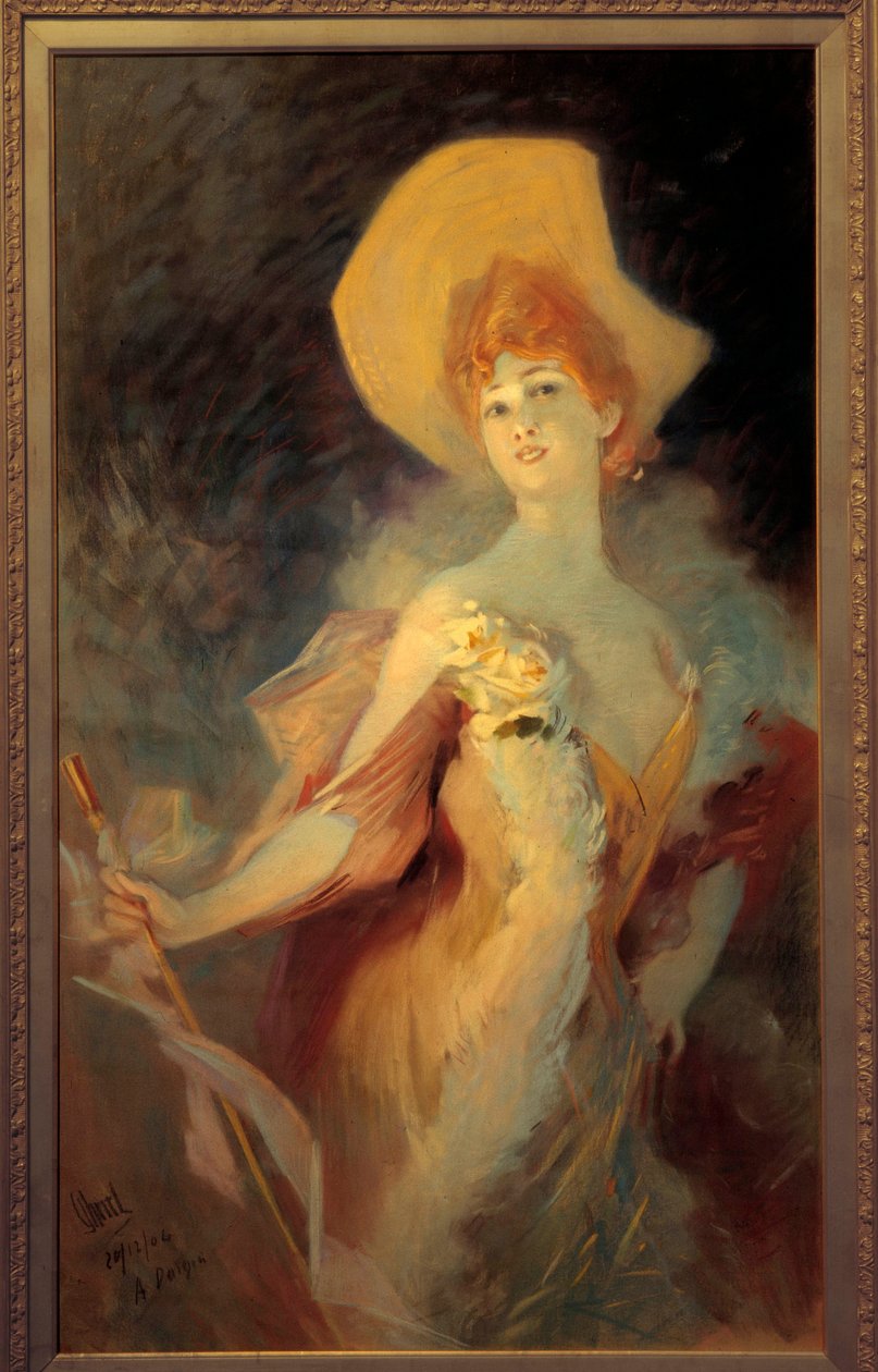 Porträtt av komikern Arlette Dorgere Målning av Jules Cheret (1836-1932) 1904 Nice, Musee Cheret. av Jules Cheret