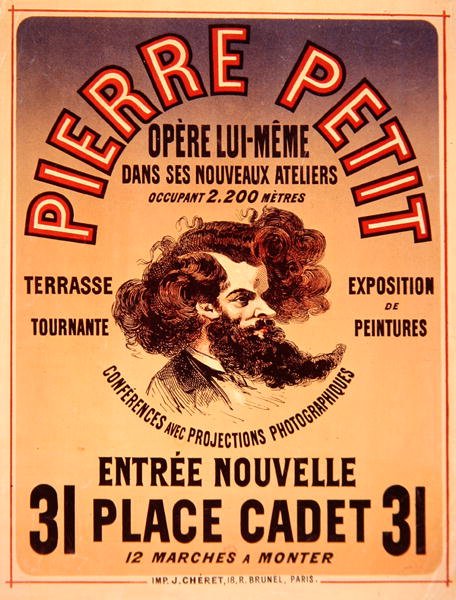 Affisch som annonserar Pierre Petits nya studior av Jules Cheret