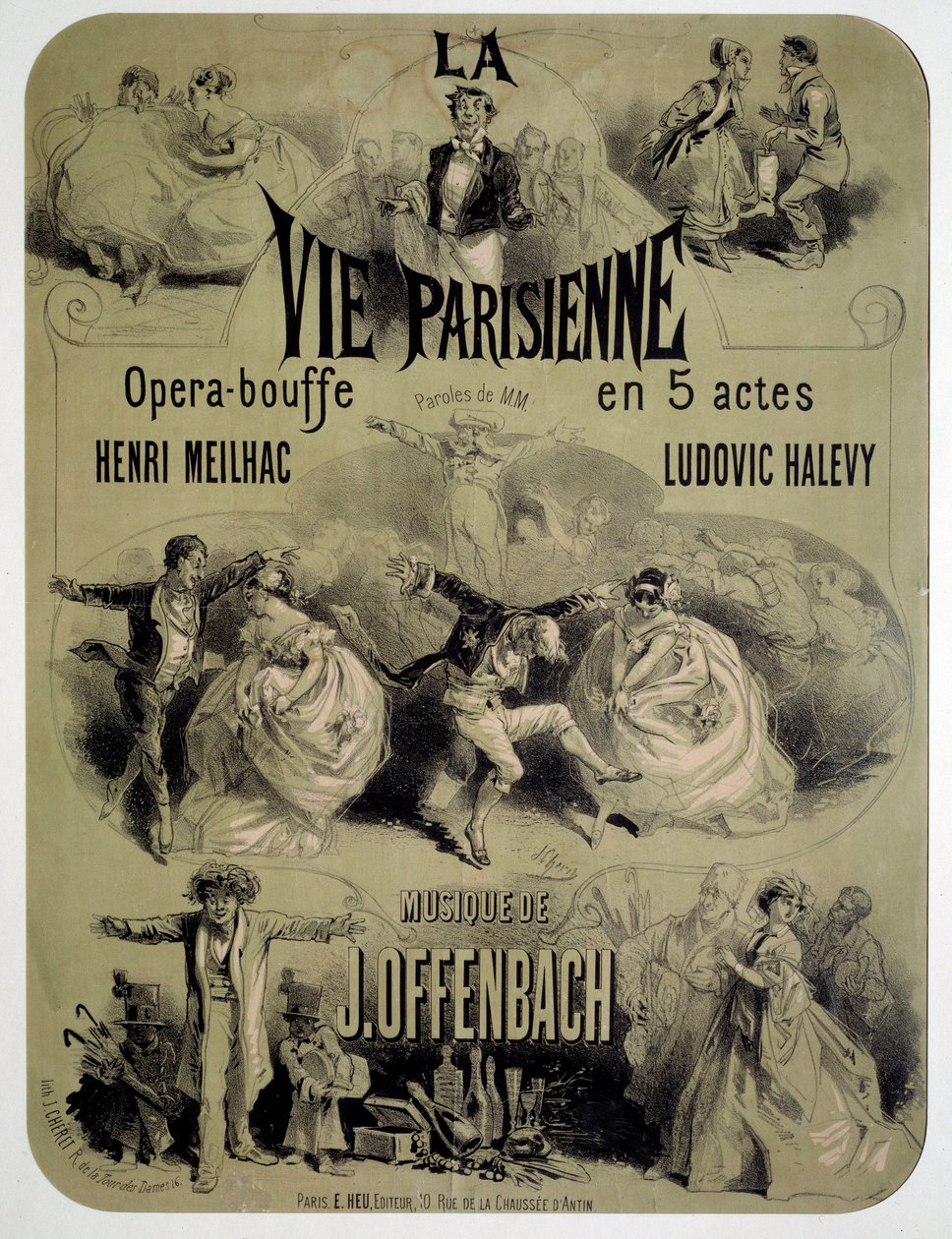 Affisch för operamat "Parisian life" av Jacques Offenbach (1819-1880) av Jules Cheret