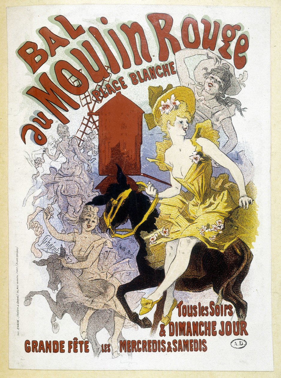 Affisch för Moulin Rouge-balen, av Jules Chéret, sent 1800-tal av Jules Cheret