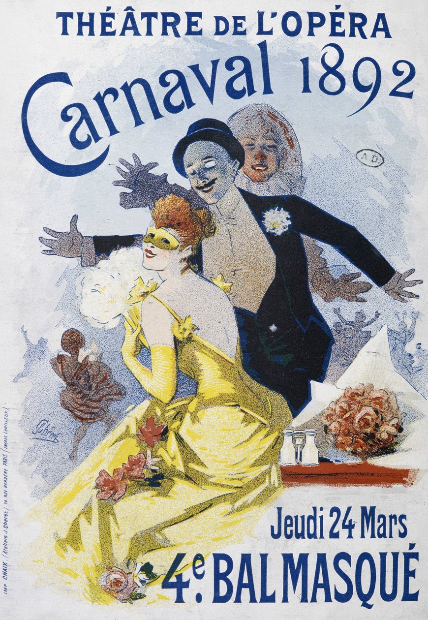 Theatre of the Opera: canarval of 1892, 4:e bollmasken - affisch av Jules Cheret av Jules Cheret