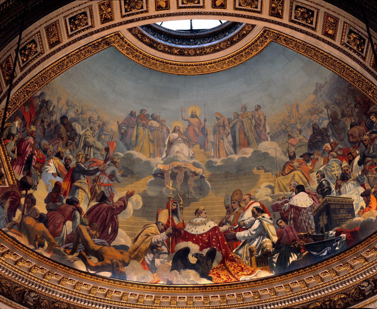 Kristendomens historia och glorifiering, målning av kupolen på Madeleine-kyrkan (fresk) av Jules Claude Ziegler