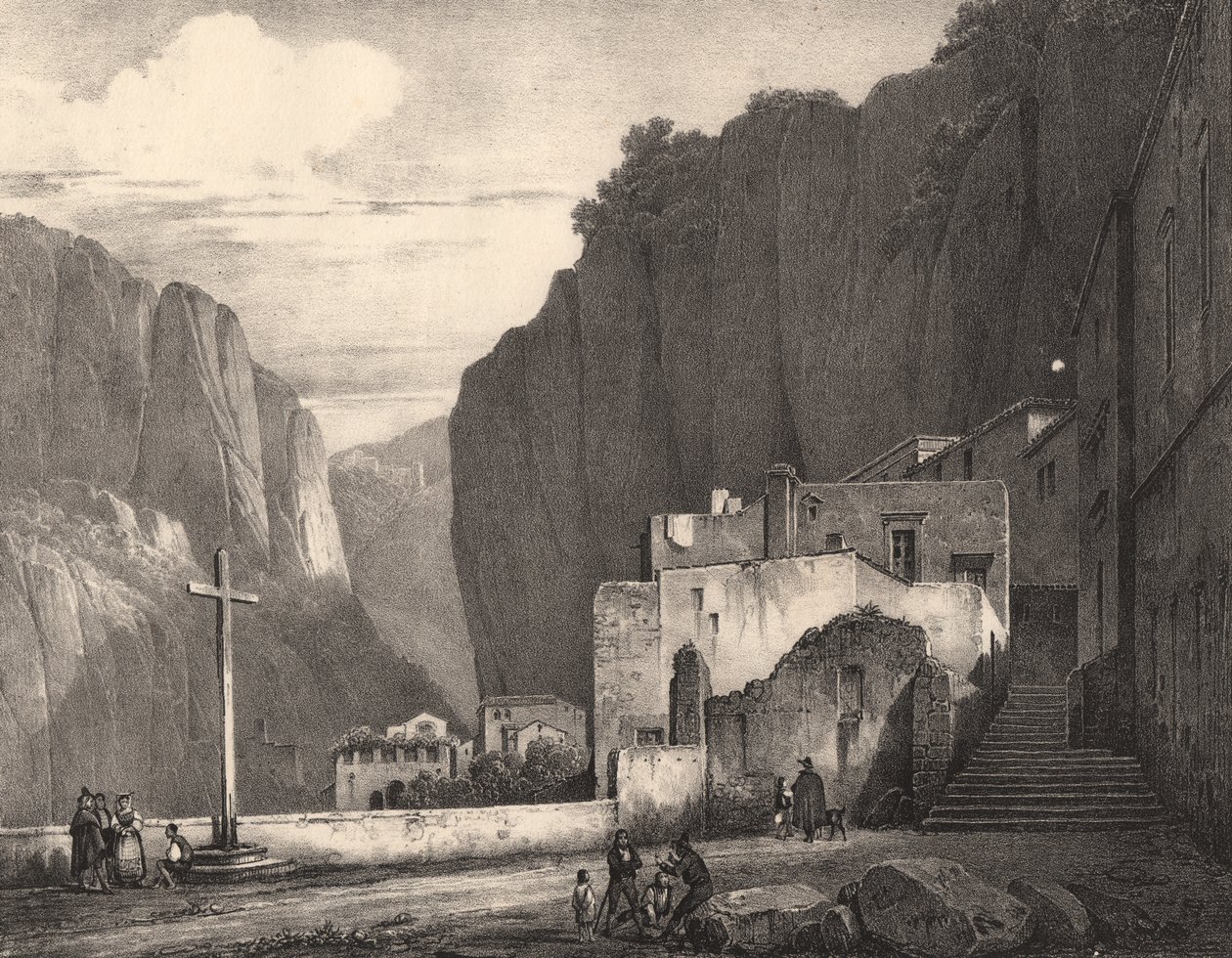 Vy över Amalfi, Kampanien, Italien, litografi efter teckning av Jules Coignet (1798-1860), 258x245 cm av Jules Coignet