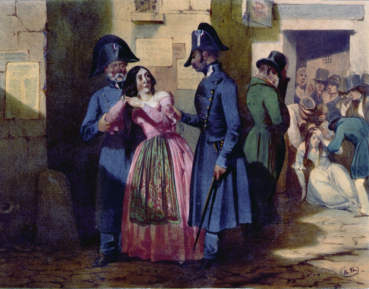 Gripande av en prostituerad av polisen, ca 1835 av Jules David