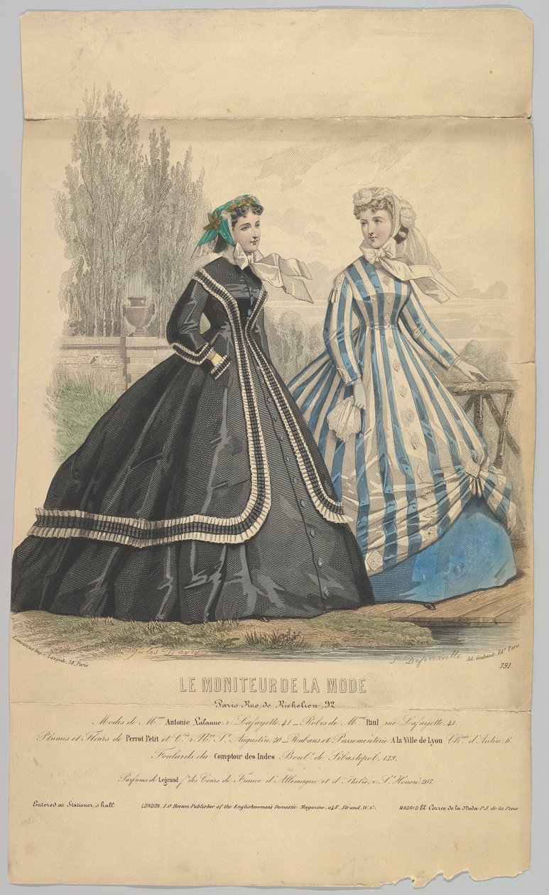 Modes de Mme Antonie Lalanne, nr 791, från Le Moniteur de la Mode, 1848. av Jules David