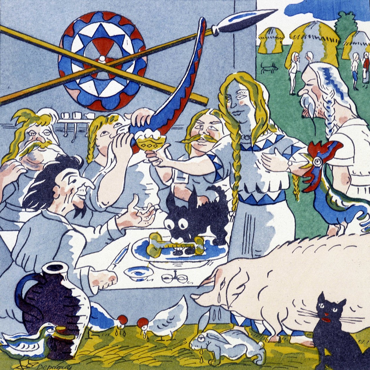 Festin (Gallisk bankett), i La Gaule et les Gauls, Frankrikes historia av Jules depaquit av Jules Depaquit