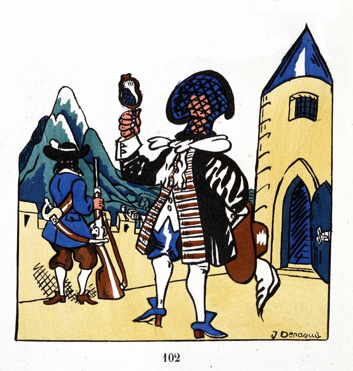 Mannen i järnmasken - i ""Frankrikes historia"" ill. av Jules Depaquit, red. Jonquieres, Paris av Jules Depaquit