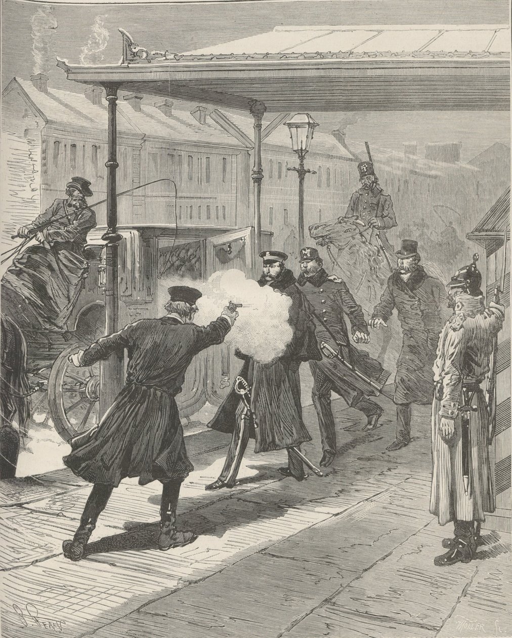 Mordet på greve Mikhail Loris-Melikov. Från Le Monde Illustré, 1880. av Jules Descartes Férat
