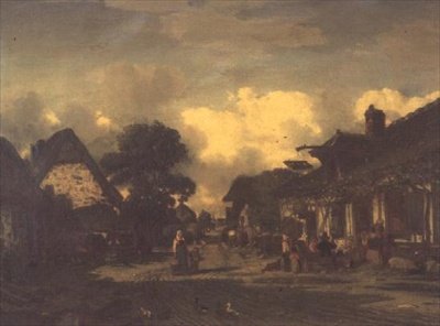 Vägen framför värdshuset av Jules Dupré