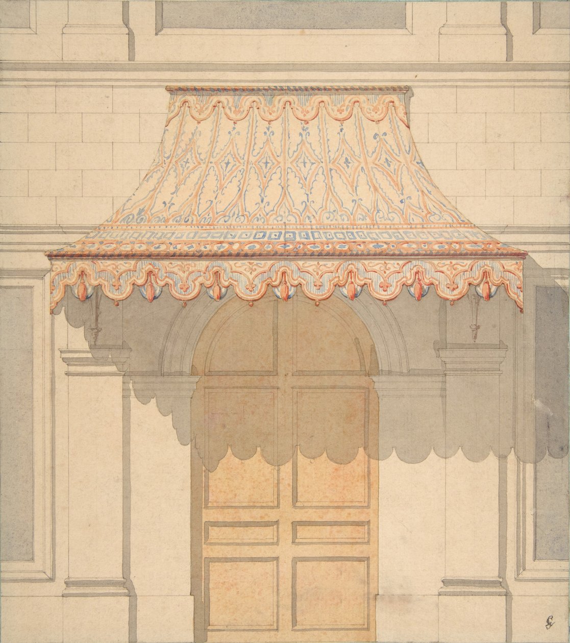 Design för en markis över en dörr, i morisk stil, 1830-97. Skapare: Jules-Edmond-Charles Lachaise, Eugène-Pierre Gourdet. av Jules Edmond Charles Lachaise and Eugène Pierre Gourdet