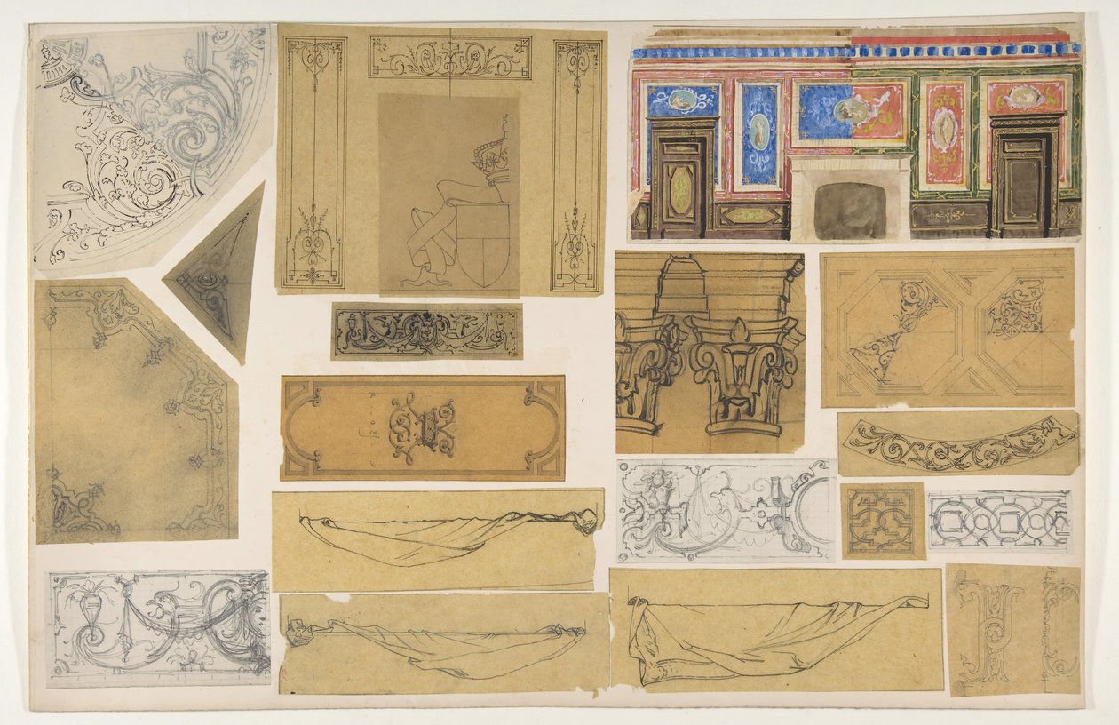 Nitton mönster för målad dekoration av interiörer, 1830-97. Skapare: Jules-Edmond-Charles Lachaise, Eugène-Pierre Gourdet. av Jules Edmond Charles Lachaise and Eugène Pierre Gourdet