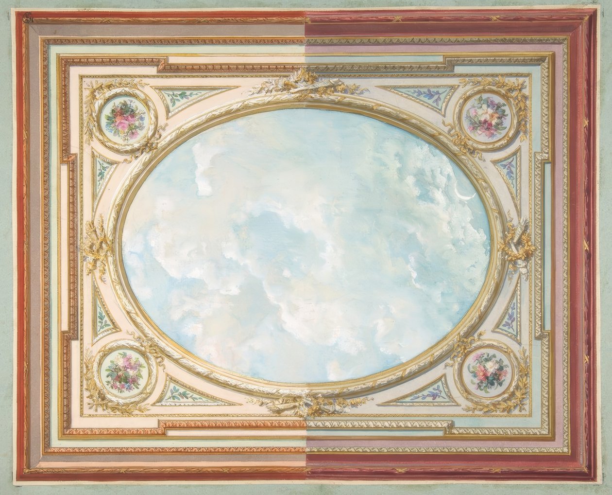 Design för ett tak av trompe loeil sky av Jules Edmond Charles Lachaise