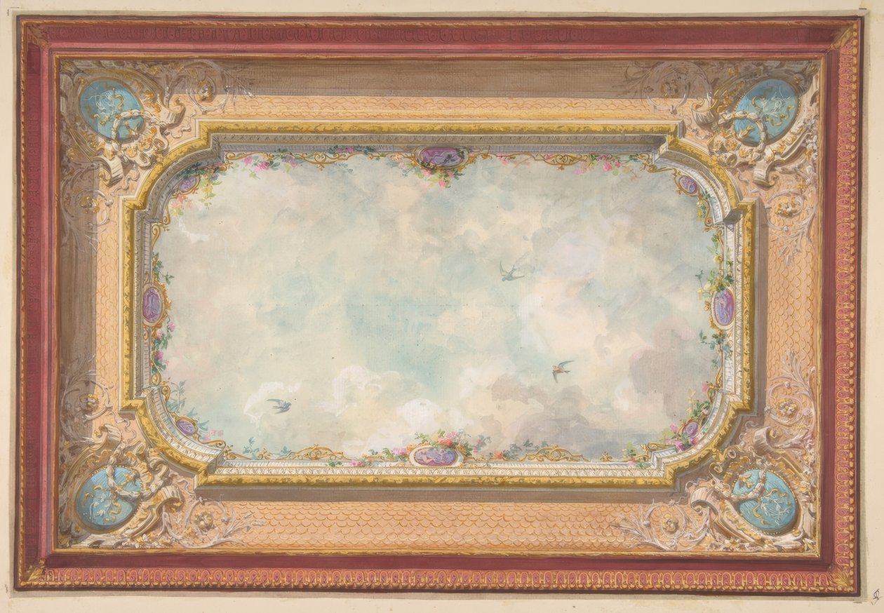 Design för ett tak med trompe loeil sky av Jules Edmond Charles Lachaise