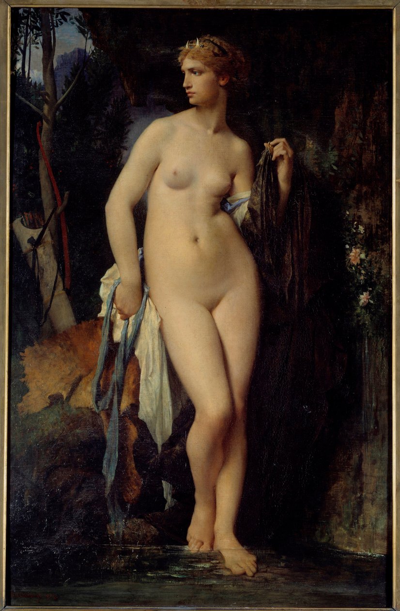 Diane Målning av Jules Elie Delaunay (1828-1891) 1872 Sön. 1,47x0,94 m Paris, musee d