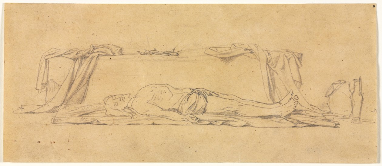 Skiss av den döde Kristus som ligger vid graven, 1800-talet. av Jules Eugene Lenepveu