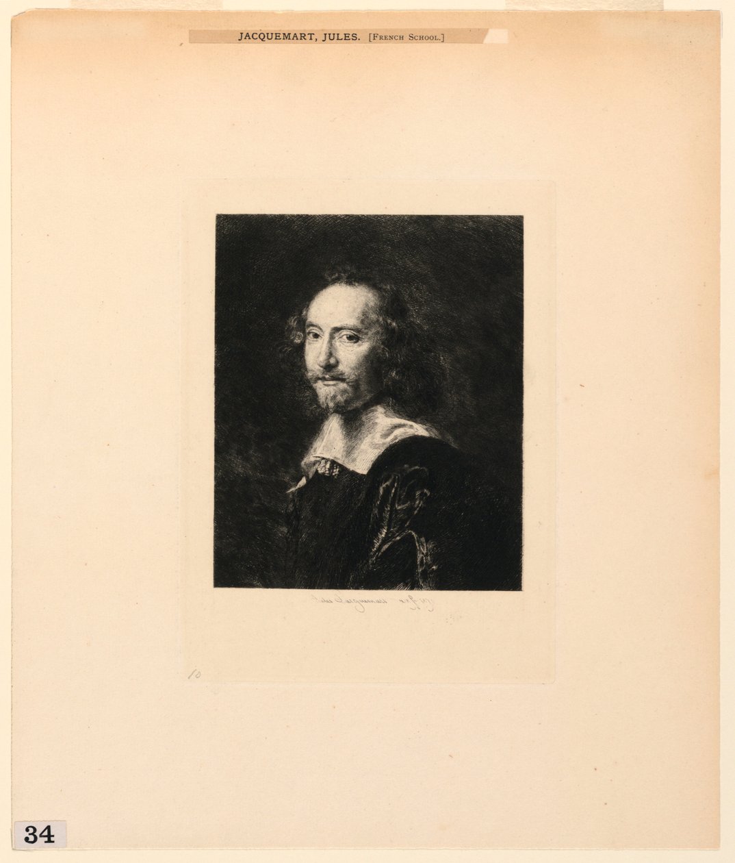 Porträtt av en man, från "Etchings of Pictures in the Metropolitan Museum, New York" av Jules Ferdinand Jacquemart