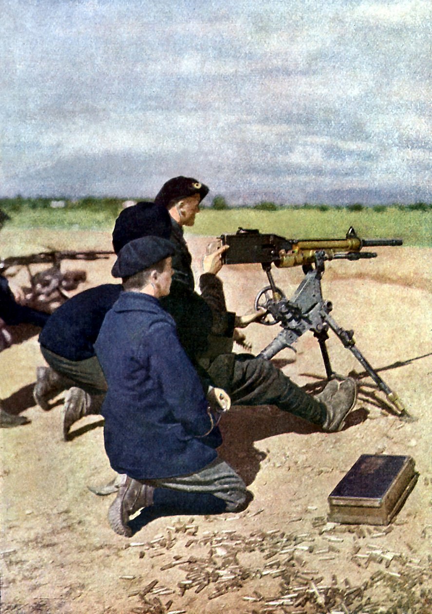 En fransk position med maskingevär under slaget vid Marne öster om Paris, september 1914 (autokrom) av Jules Gervais Courtellemont
