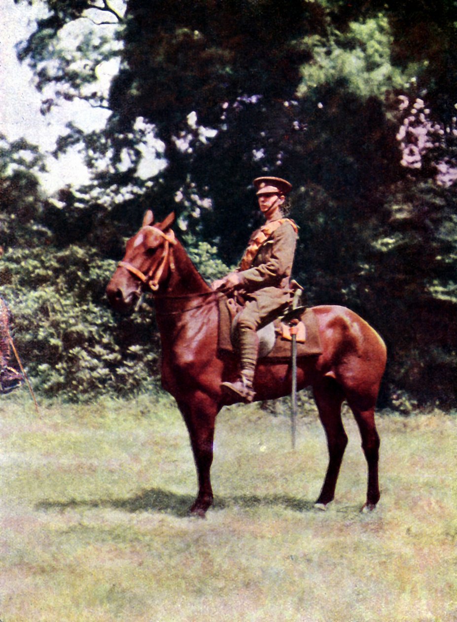 Ryttare av det brittiska kavalleriet under slaget vid Marne öster om Paris, september 1914 (autokrom) av Jules Gervais Courtellemont