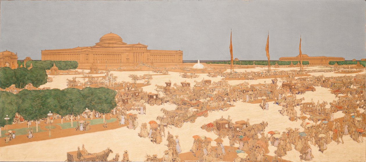 Målning av Jules Guerin från Proposed Plaza på Michigan Avenue (akvarell) av Jules Guerin