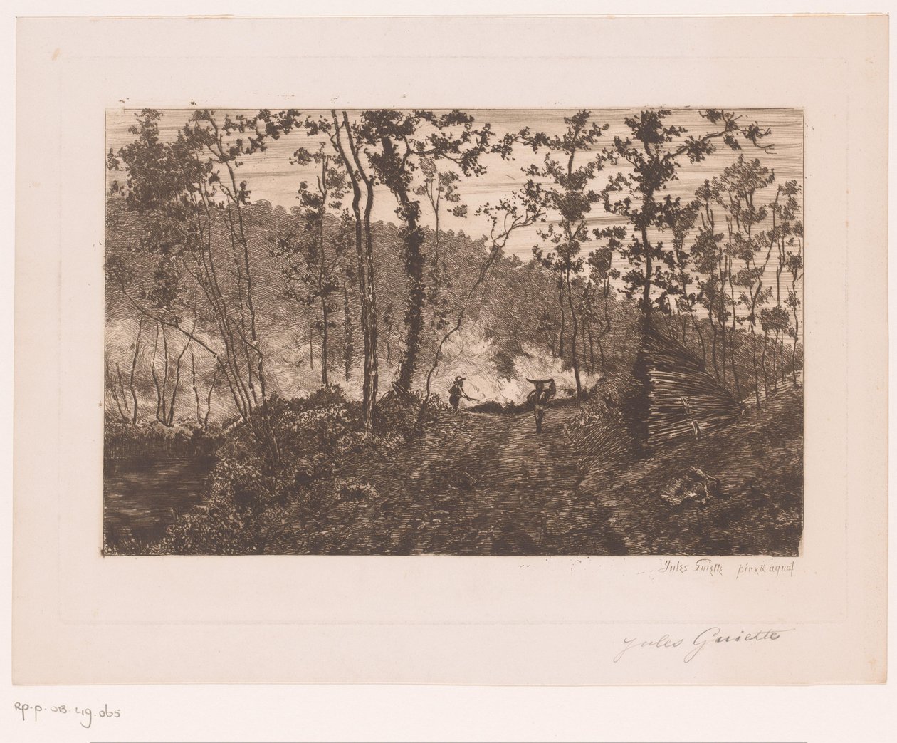 Skog med vedhuggare och vedbrännare av Jules Guiette