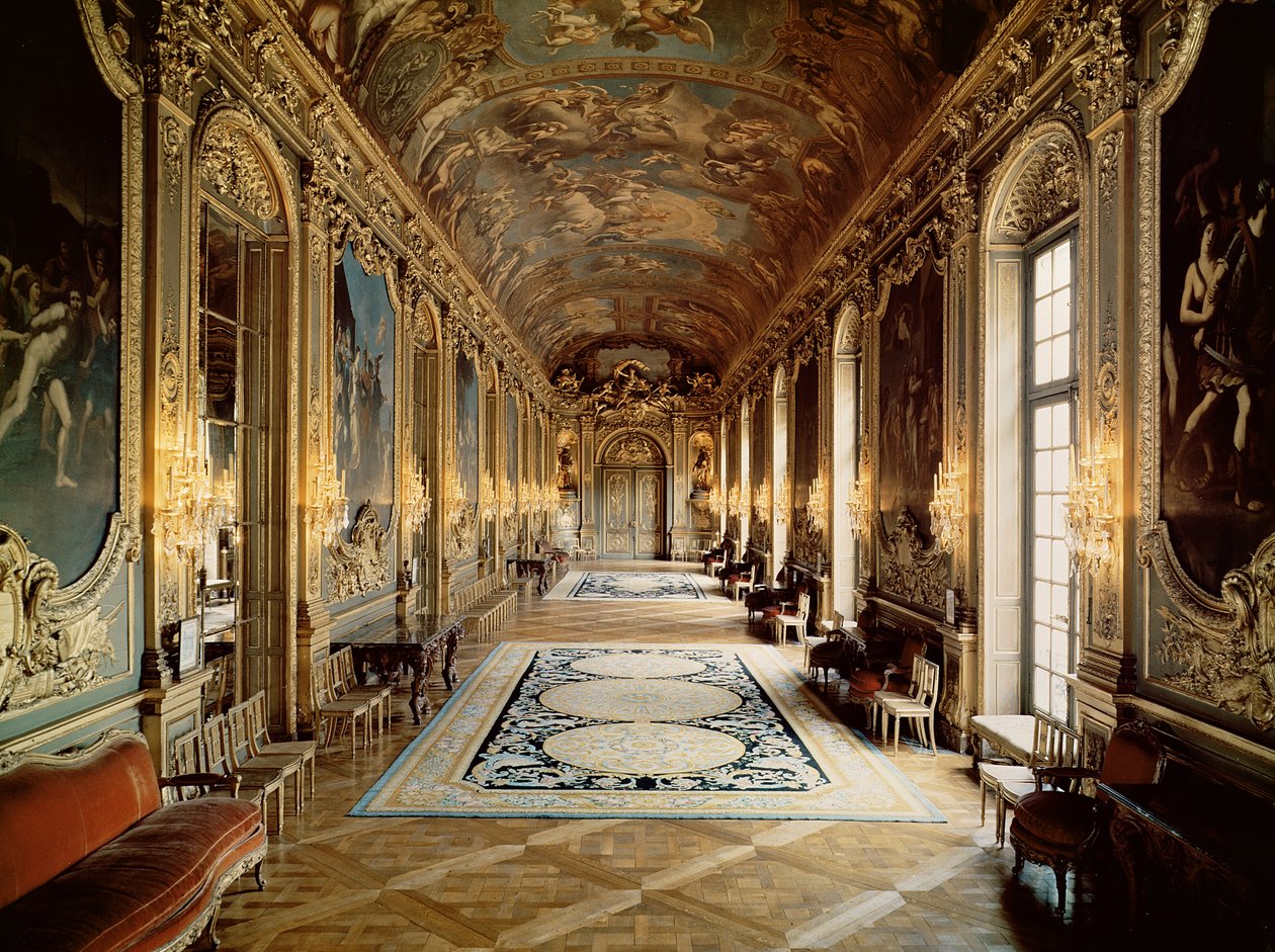 Vy över Galerie Doree på Hotel de Toulouse, ca 1720 av Jules Hardouin Mansart
