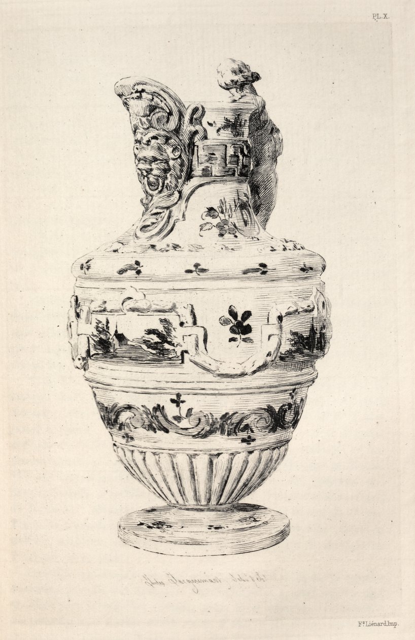 Den keramiska konstens historia: En beskrivande och filosofisk studie av keramik för alla åldrar och alla nationer: Spanien: Talavera de la Reyna- Faience- Ewer (Tavla X) av Jules Jacquemart
