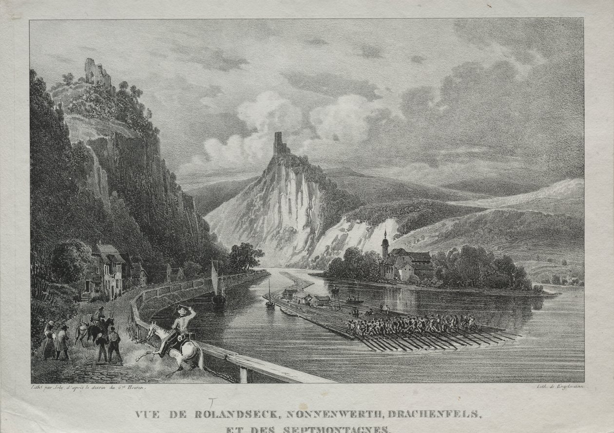 Utsikt över Rolandseck, Nonnenwerth, Drachenfels och Siebenbirge av Jules Jean Baptiste de Joly