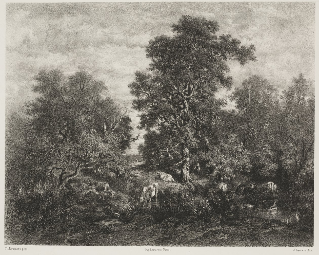 Dammen, efter Théodore Rousseau (1812-67) av Jules Joseph Augustin Laurens