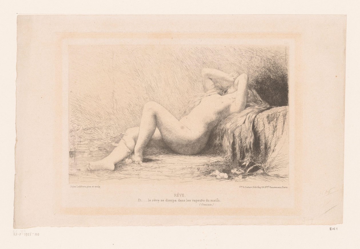 Liggande naken kvinna Rêve (titel på objekt) av Jules Joseph Lefebvre
