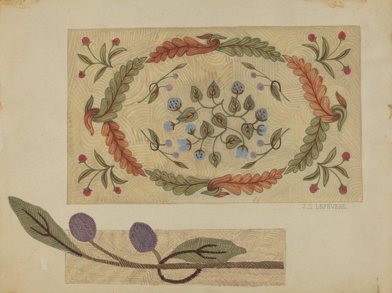 Broderad matta av Jules Lefevere