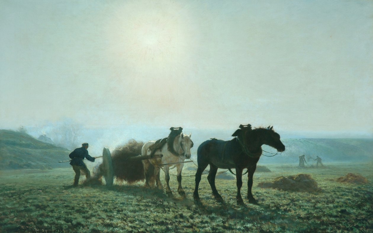 Hästar på ett fält, 1873 av Jules Leon Montigny