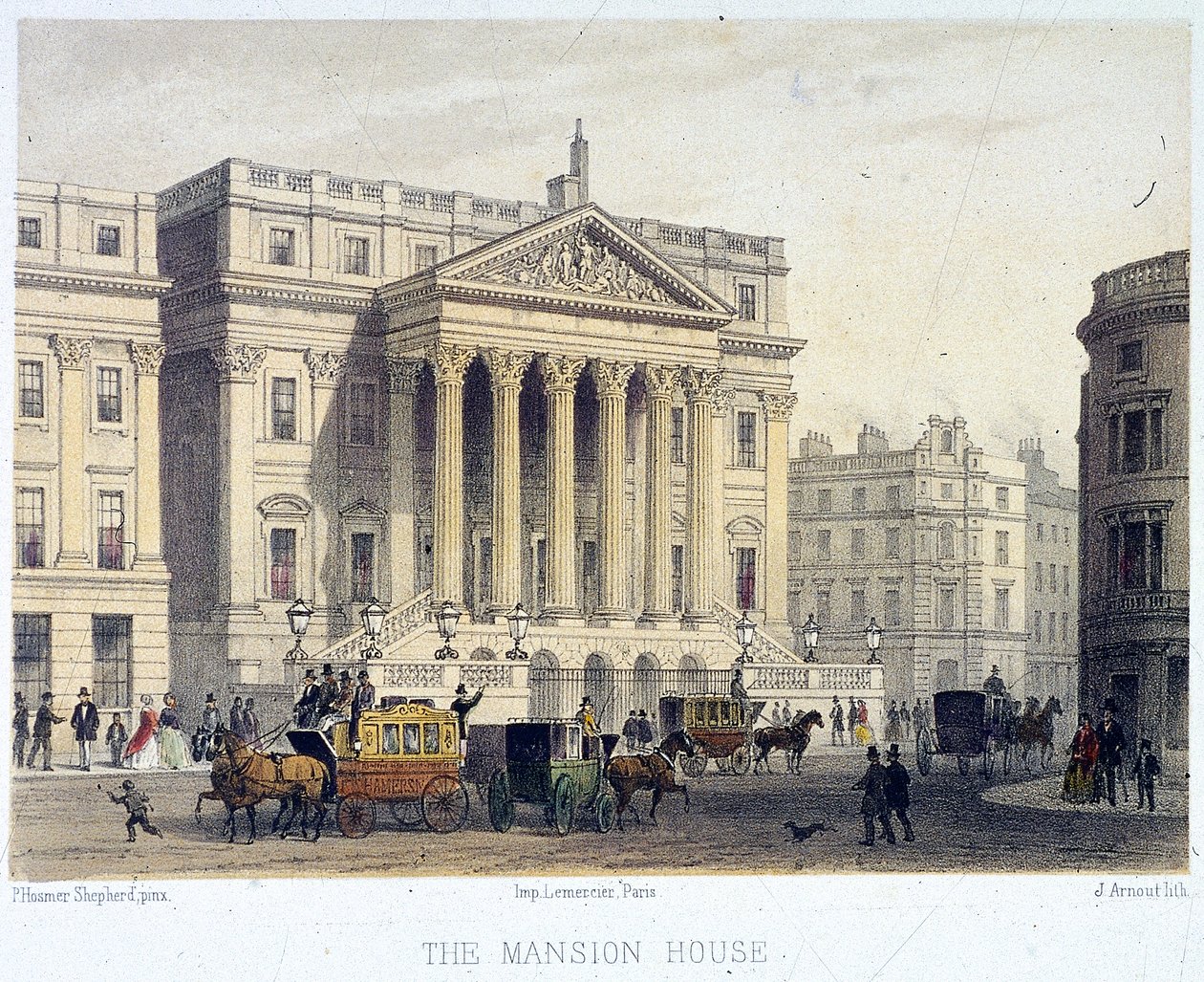Mansion House exteriör, London, 1854 av Jules Louis Arnout