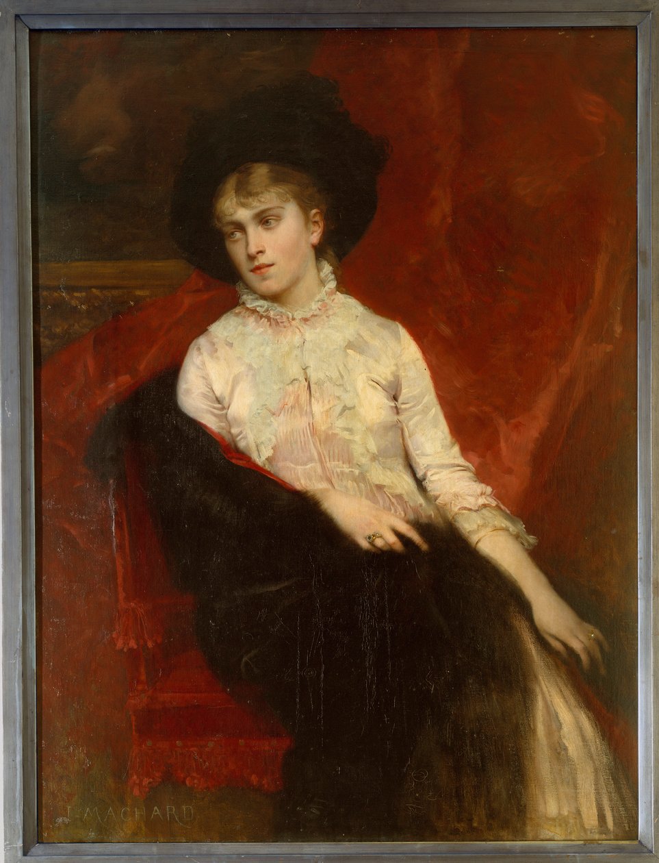 Porträtt av Jeanine Dumas Davy de la Pailleterie (1867-1943) dotter till Alexandre Dumas son och hustru till Ernest Hauterive Målning av Jules Louis Machard (1839-1900) Villers Cotterets från 1800-talet. Alexandre Dumas museum av Jules Louis Machard