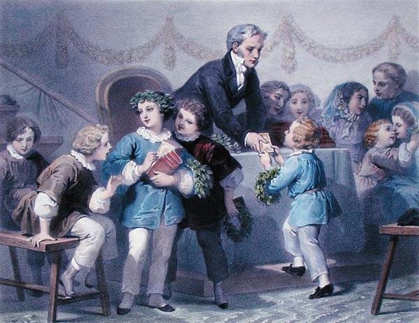 Prisutdelningsceremonin, graverad av Henier, Bettannier och Morlon (färg litho) av Jules Marie (after) Desandre