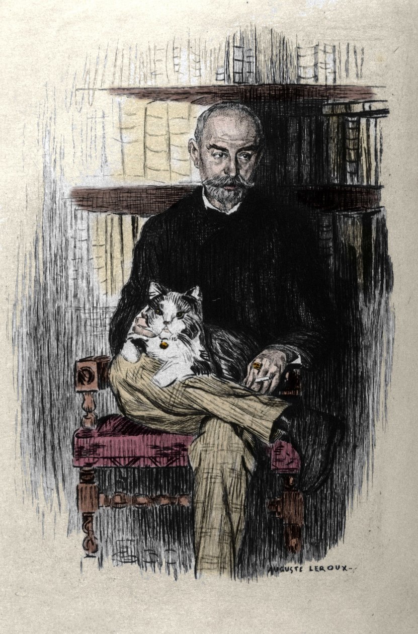 Porträtt av Joris Karl Huysmans (1848-1907), författare och litteraturkritiker. Teckning av Auguste Leroux (1871-1954). av Jules Marie Auguste Leroux