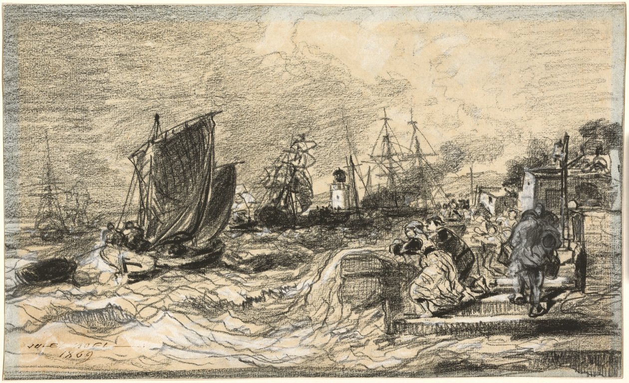Bretons hamn med en storm som närmar sig av Jules Noël
