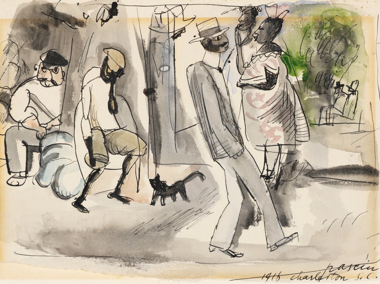 Figures in a Park, Charleston, South Carolina, 1916 (wc på papper) av Jules Pascin