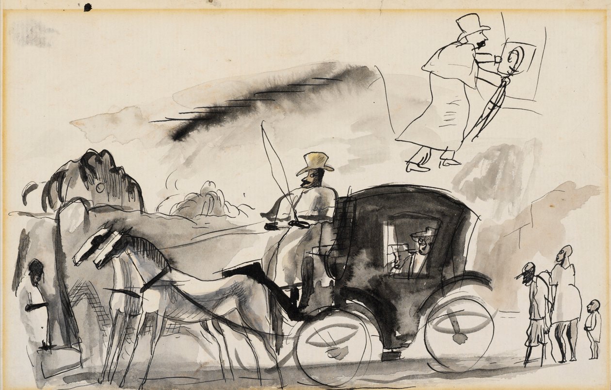 Figurer med hytt (wc på papper) av Jules Pascin