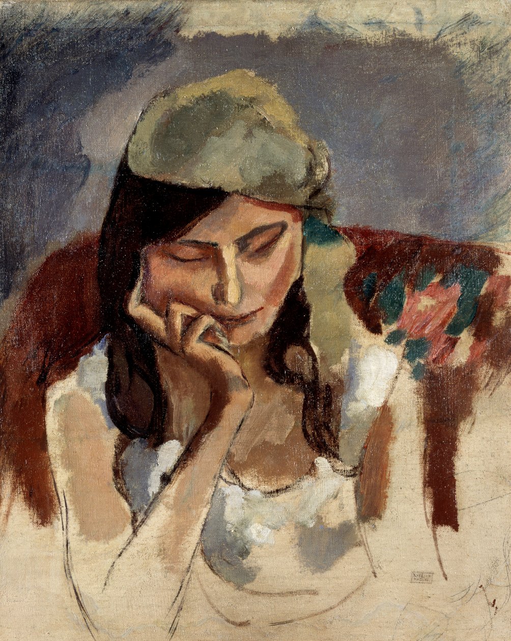 Damen med turbanen. Målning av Jules Pascin (1885-1930) av Jules Pascin