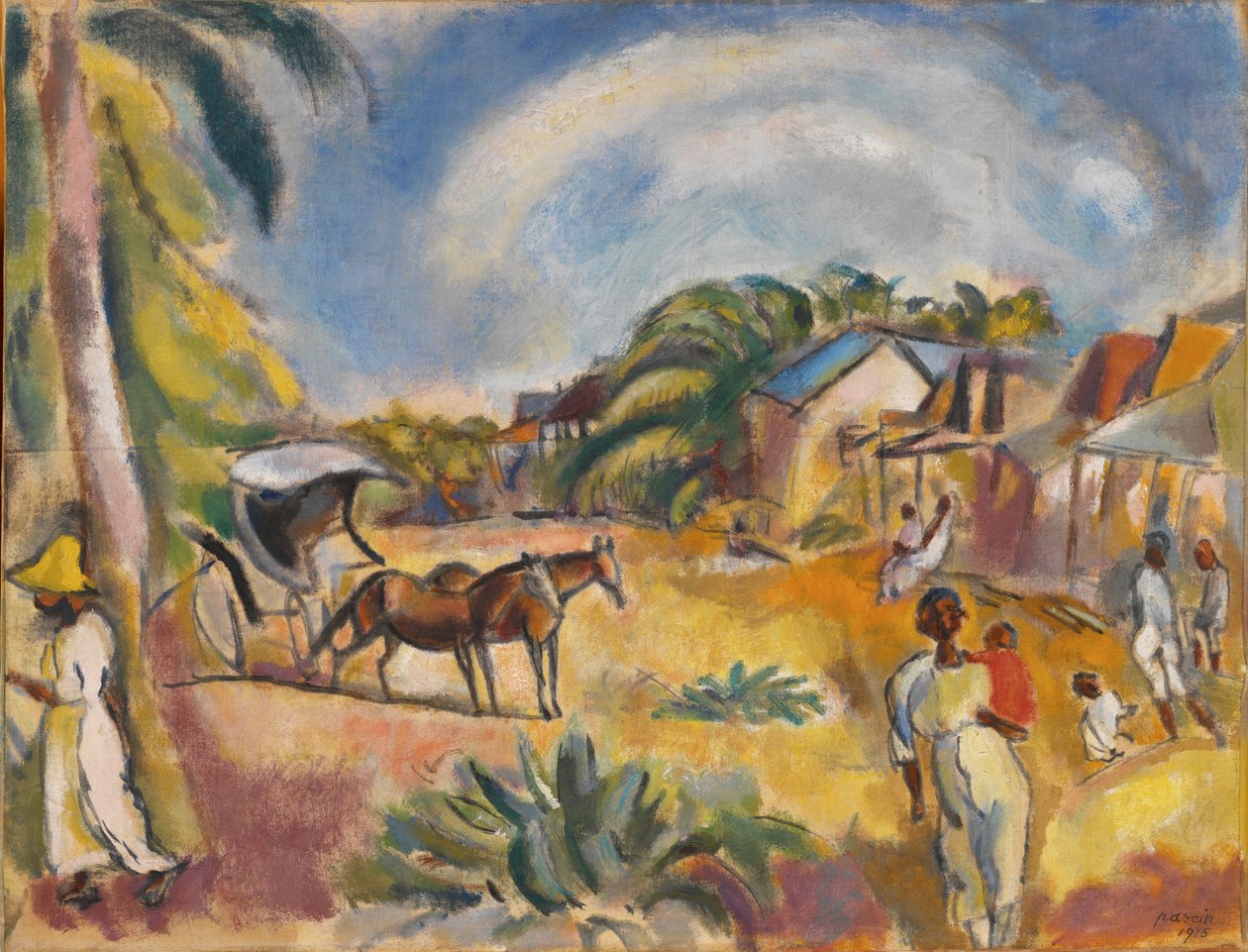 Landskap med figurer och vagn av Jules Pascin