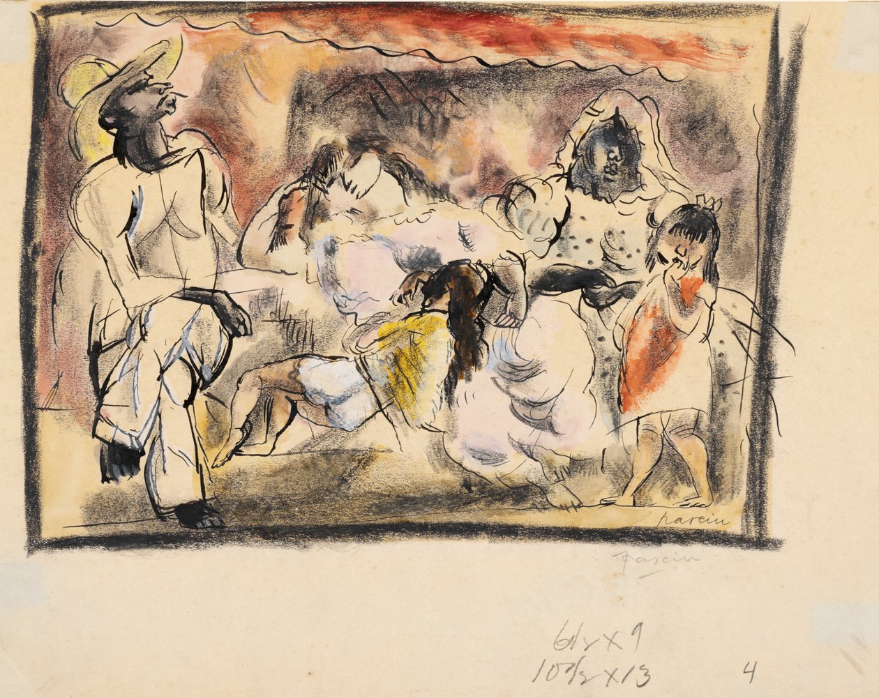 Man, två kvinnor, två barn av Jules Pascin
